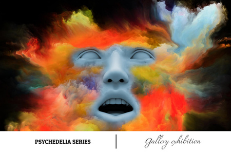 Psychedelic Exhibition Announcement Postcard 4x6in tervezősablon