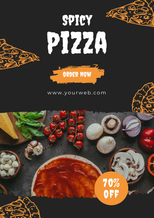 Discount Offer for Spicy Pizza Poster tervezősablon