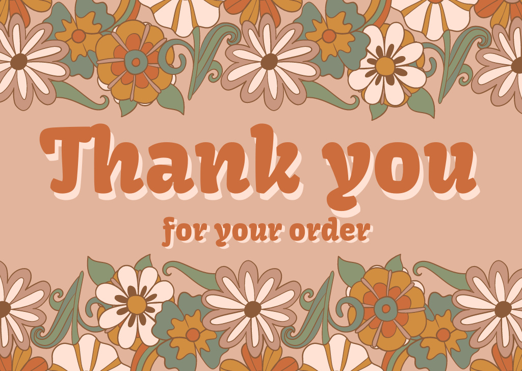 Thank You For Your Order Message with Blooming Flowers Cardデザインテンプレート