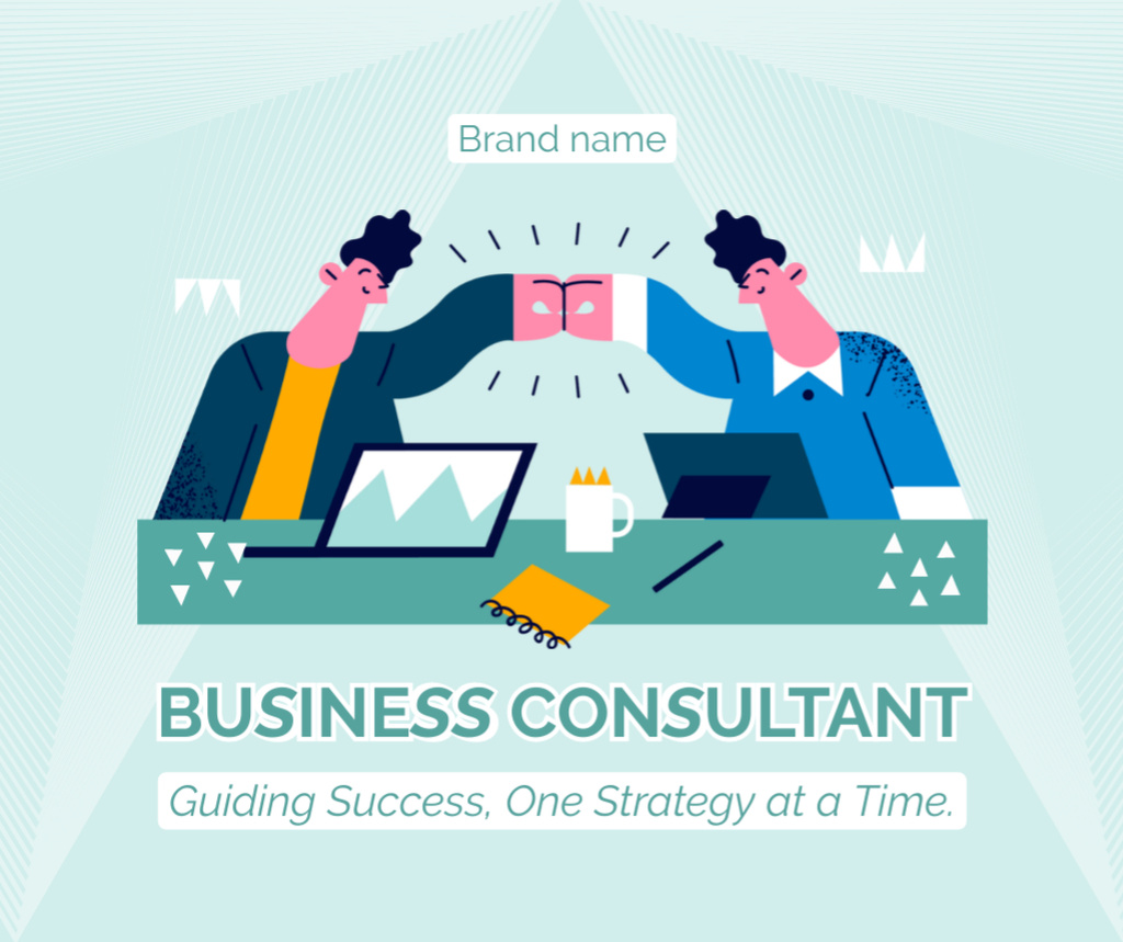 Business Consulting Services with Illustration of Businessmen Facebookデザインテンプレート