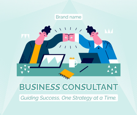 Business Consulting Services with Illustration of Businessmen Facebook Design Template