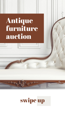 Designvorlage ankündigung zur versteigerung antiker möbel für Instagram Story