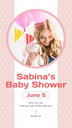 Ontwerpsjabloon van Instagram Story van Baby shower uitnodiging gelukkig zwangere vrouw