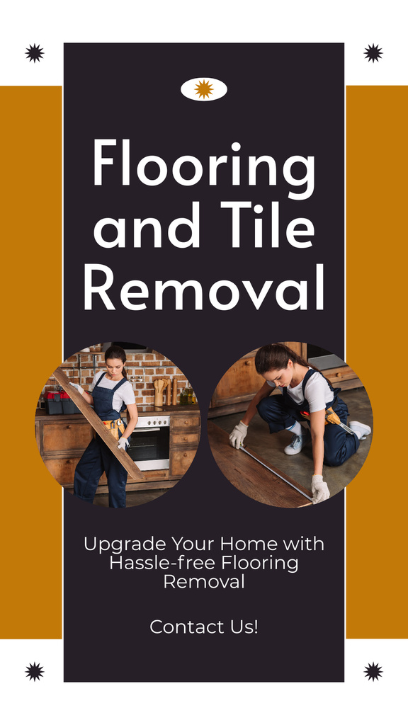 Modèle de visuel Flooring & Tile Removal Services with Working Woman - Instagram Story
