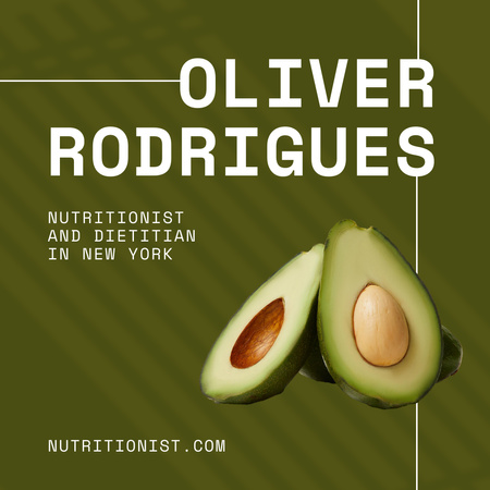 Designvorlage Ernährungsberatungsangebot mit frischer Avocado für Instagram
