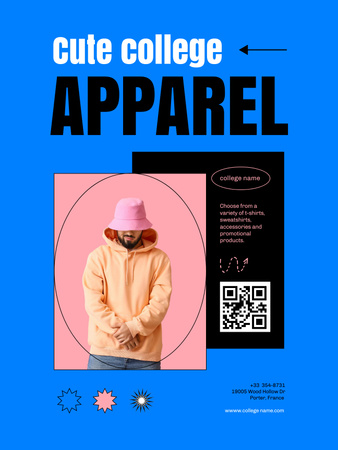 Főiskolai ruházat és áruk stílusos sráccal Poster US tervezősablon