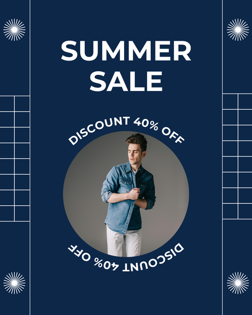 Summer Sale of Men's Beachwear Instagram Post Vertical tervezősablon