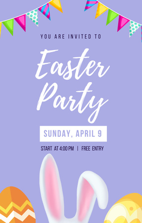 Easter Party Advertisement with Bunny Ears Invitation 4.6x7.2in Design Template