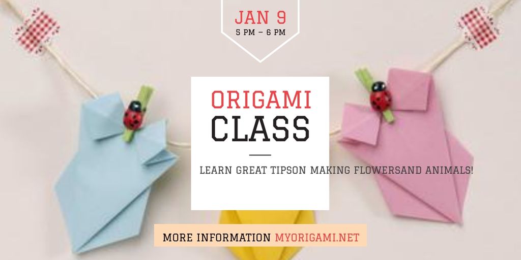 Origami Classes Invitation Paper Garland Image Modelo de Design
