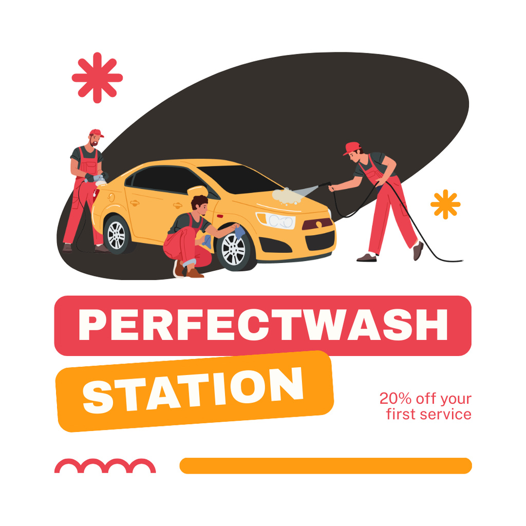 Ontwerpsjabloon van Instagram van Discount on Perfect Car Wash Services
