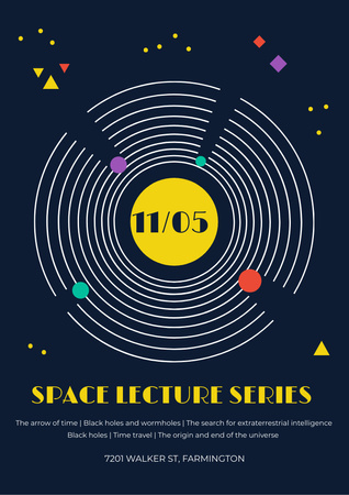 Space Event Announcement Space Objects System Flyer A4 Design Template