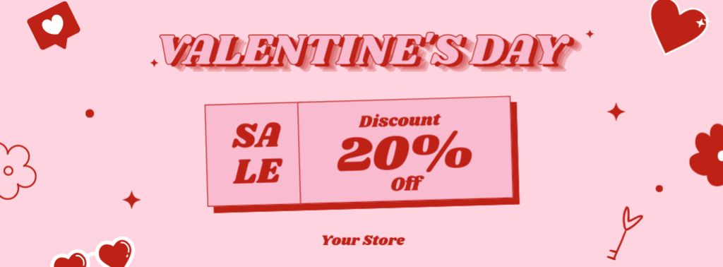 Valentine's Day Discount Facebook cover tervezősablon