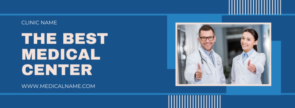 Plantilla de diseño de Ad of Best Healthcare Center with Doctors Facebook cover 