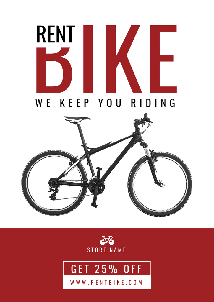 Reliable Bike Rental Services With Discounts Poster Design Template