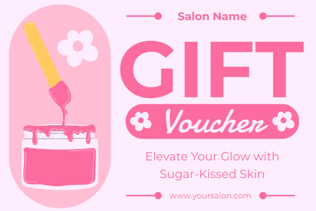 Cute Pink Voucher for Waxing Gift Certificate Design Template