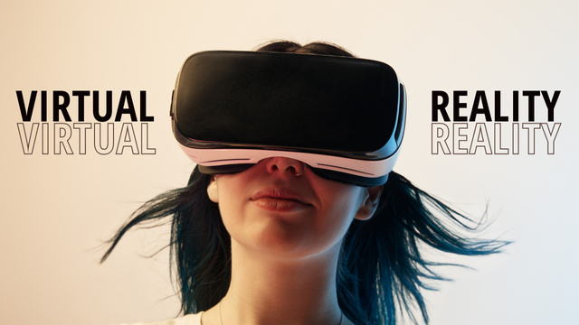VR Gaming Ad with Woman in Glasses Youtube Thumbnail tervezősablon