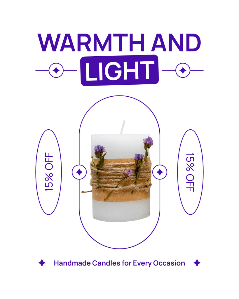 Ontwerpsjabloon van Instagram Post Vertical van Discount on Handmade Candles with Warm Glow