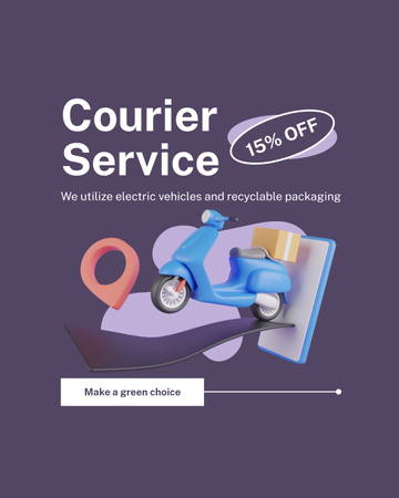 Discount on Courier Services with Own Mobile App Instagram Post Vertical Design Template