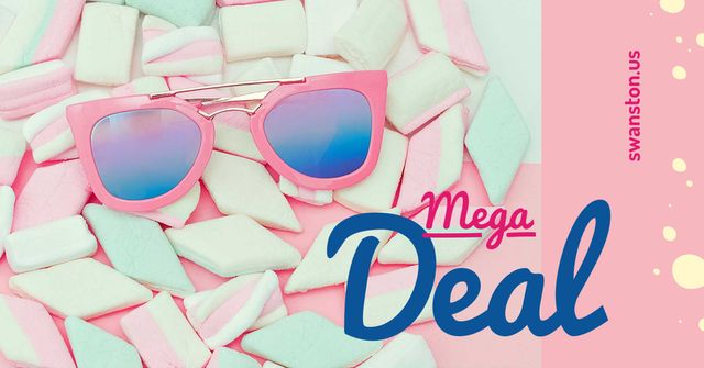 Designvorlage Stylish pink Sunglasses on marshmallows für Facebook AD
