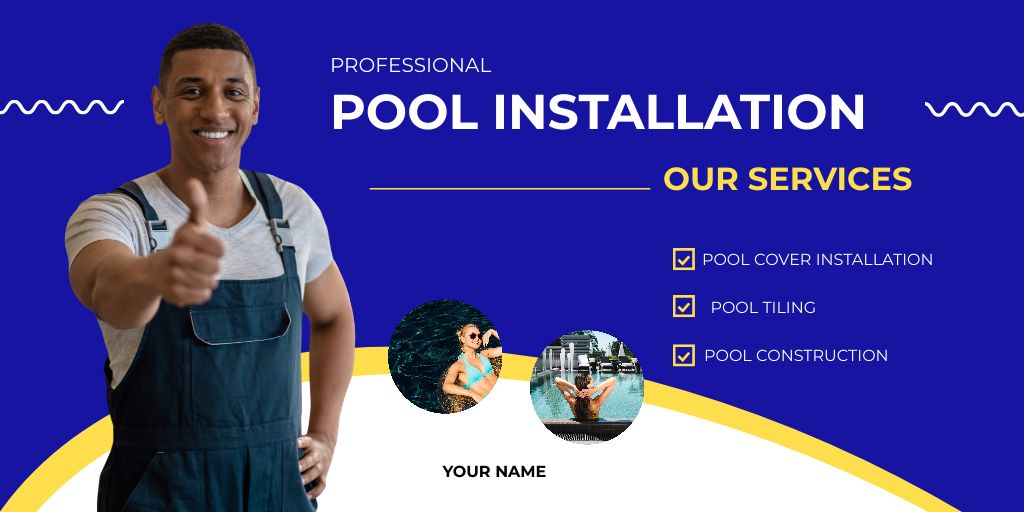 Designvorlage Professional Swimming Pool Installation Services Offer für Twitter