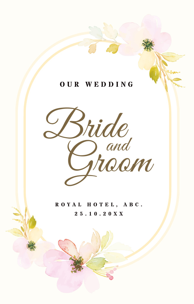 Platilla de diseño Simple Wedding Announcement with Tender Flowers Invitation 4.6x7.2in