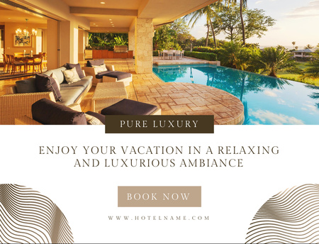 Plantilla de diseño de Vacation in Luxury Hotel Postcard 4.2x5.5in 