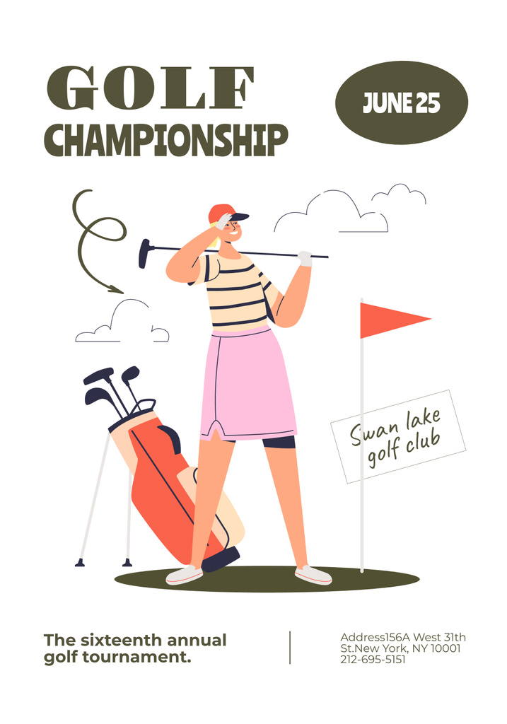 Plantilla de diseño de Golf Championship Announcement Poster 28x40in 