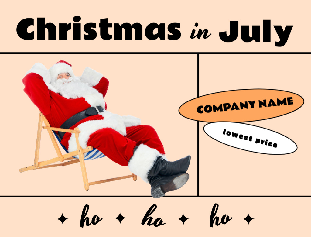 Santa Claus Resting in July Postcard 4.2x5.5in Πρότυπο σχεδίασης