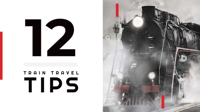 Ontwerpsjabloon van Title van Travel tips with Old Steam Train