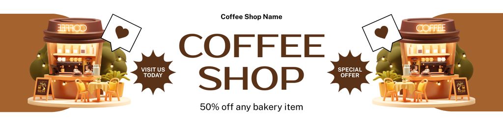 Perfect Coffee Shop Offer Drinks And Pastry At Half Price Twitter – шаблон для дизайна