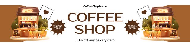 Ontwerpsjabloon van Twitter van Perfect Coffee Shop Offer Drinks And Pastry At Half Price