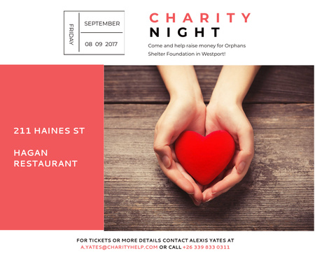 Charity Night Invitation at Restaurant Large Rectangle Design Template