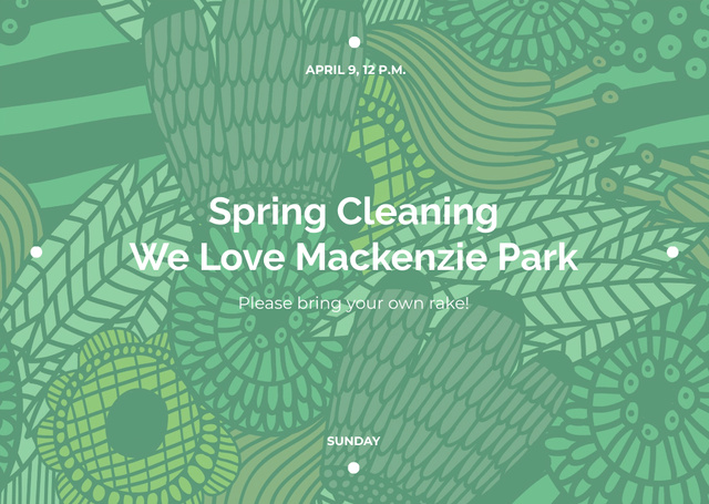 Designvorlage Spring Cleaning Event Invitation Green Floral Texture für Postcard