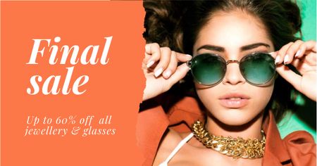 Ontwerpsjabloon van Facebook AD van Jewellery and Sunglasses Sale Offer