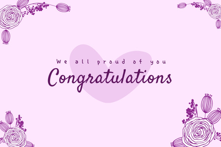 Modèle de visuel Congratulations Message with Purple Flowers - Postcard 4x6in