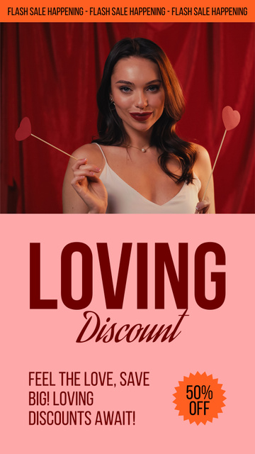 Enormous Discounts And Flash Sale Due Valentine's Day Instagram Story Tasarım Şablonu