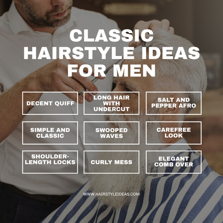 Variety Of Classic Hairstyle Ideas For Senior Men Instagram Design Template