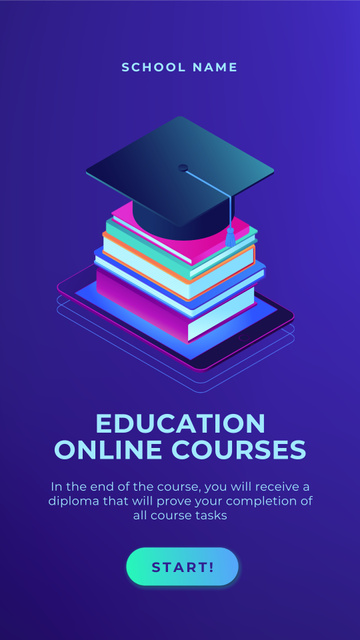 Online Educational Courses Ad with Books TikTok Videoデザインテンプレート
