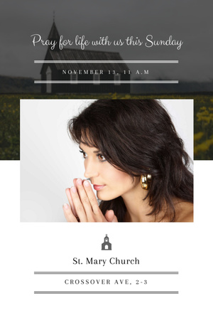 Church Invitation with Praying Woman Flyer 4x6in – шаблон для дизайна