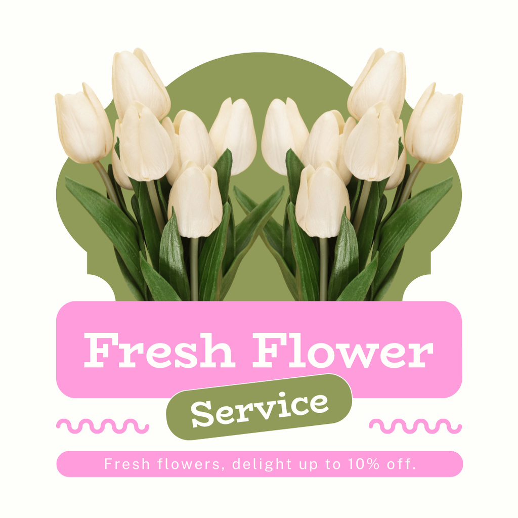 Modèle de visuel Announcement of Discount on Fresh Tulips - Instagram