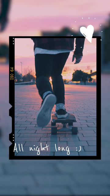 Summer Inspiration with Skateboarder riding on Sunset TikTok Video – шаблон для дизайна