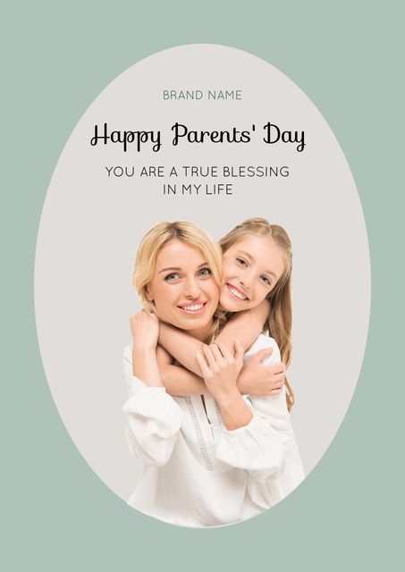 Cute Mother and Daughter on Parents' Day Poster – шаблон для дизайна