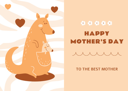 Mother's Day Holiday Greeting with Cute Kangaroos Postcard 5x7in Design Template