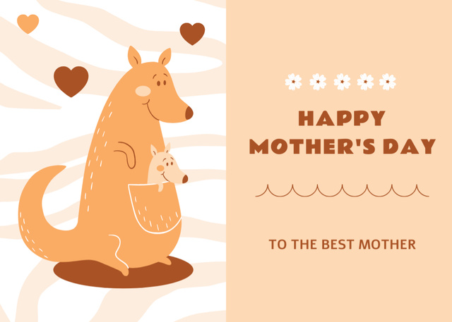Mother's Day Holiday Greeting with Cute Kangaroos Postcard 5x7in – шаблон для дизайна