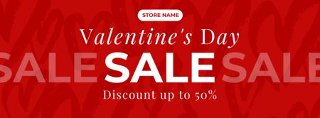 Valentine's Day Sale Announcement on Red Facebook cover Design Template