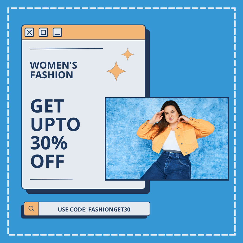 Fashion Ad with Woman in Jeans and Yellow Jacket Instagram AD Design Template