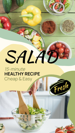Easy Salad Recipe Ad Instagram Story Design Template