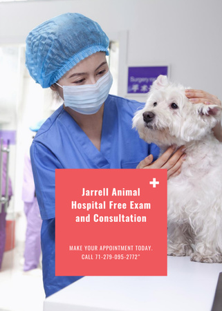Veterinarian is Checking Up Pet Postcard 5x7in Vertical Design Template