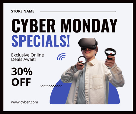 Announcement of Cyber Monday Specials Facebook Design Template