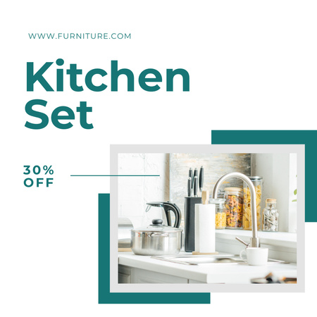 Stylish Interior Kitchen with Discount Instagram Design Template